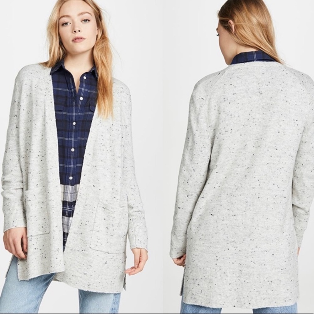 Madewell Donegal Kent Cream and Gray Long Open Cardigan Sweater Womens Size XS